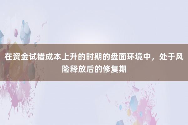 在资金试错成本上升的时期的盘面环境中，处于风险释放后的修复期