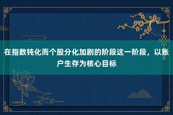 在指数钝化而个股分化加剧的阶段这一阶段，以账户生存为核心目标